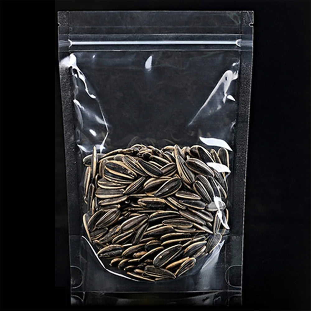 MX-010 100Pcs 18x26cm+4cm Clear Zipper Stand Up Bag 16C Snack Food Tea Packing Pouches (No FDA, BPA-Free) - 2