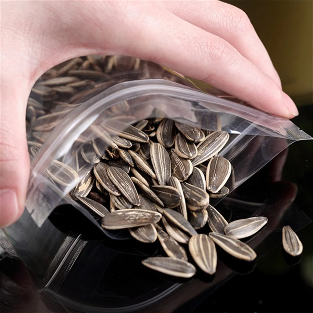 MX-010 100Pcs 15x22cm+4cm 16C Clear Bags Stand Up Sealing Strip Food Storage Pouches (BPA-free, No FDA Certification) - 3