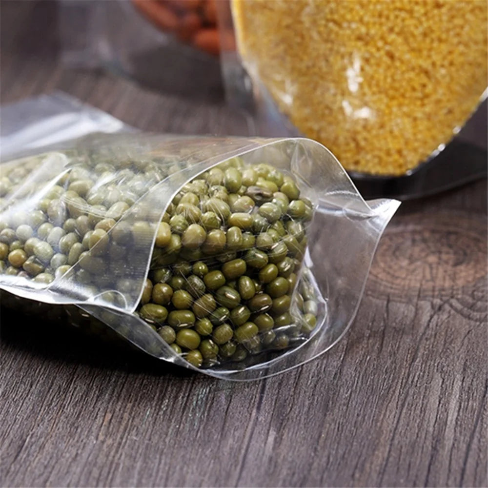 MX-010 100Pcs 15x22cm+4cm 16C Clear Bags Stand Up Sealing Strip Food Storage Pouches (BPA-free, No FDA Certification) - 4