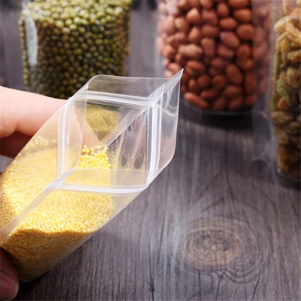 MX-010 100Pcs 15x22cm+4cm 16C Clear Bags Stand Up Sealing Strip Food Storage Pouches (BPA-free, No FDA Certification) - 5