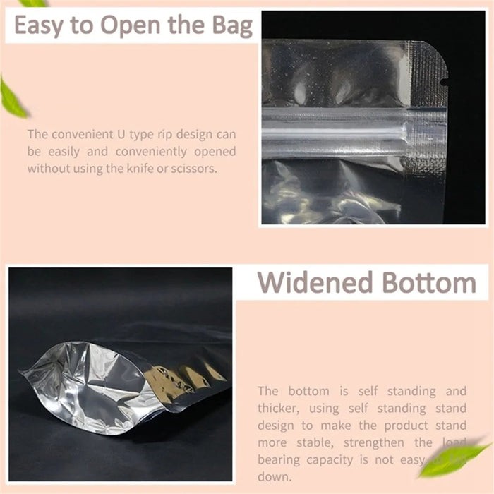 MX-009 100Pcs 22x32cm+5cm Reusable Zipper Lock Bag 16C Aluminium Foil Stand Up Pouches - 4
