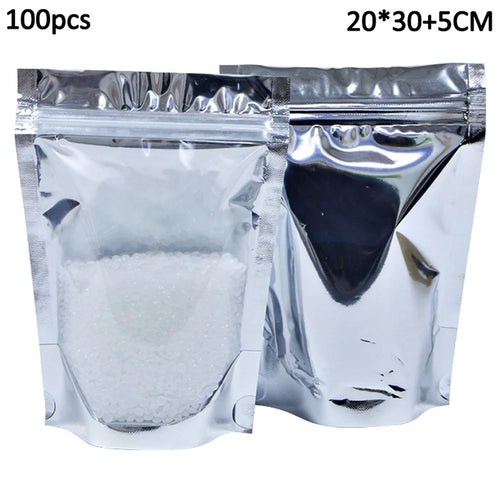 MX-009 100Pcs 20x30cm+5cm Candy Bags 16C Thick Stand Up Aluminum Foil Sealable Treat Bags (No FDA, BPA-Free) - 1