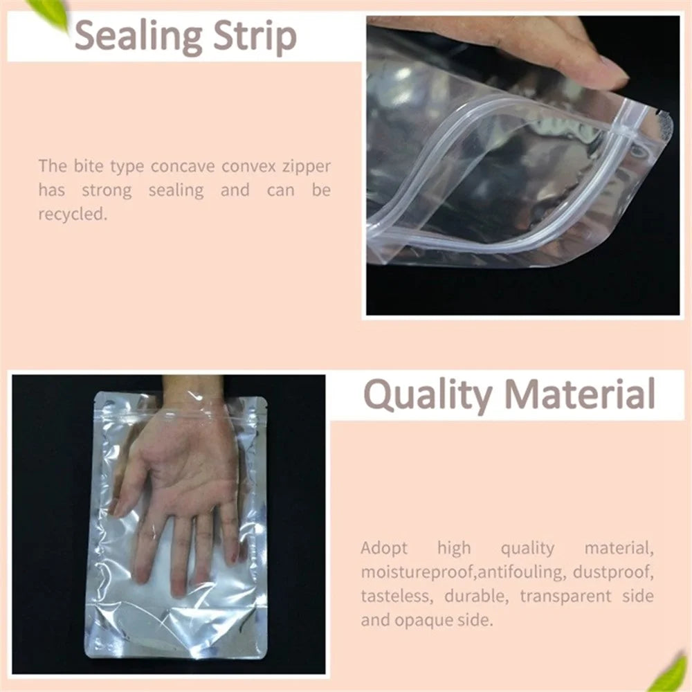 MX-009 100Pcs 18x26cm+4cm Zipper Lock Bag 16C Reusable Aluminium Foil Stand Up Pouches (BPA-free, No FDA Certification) - 5