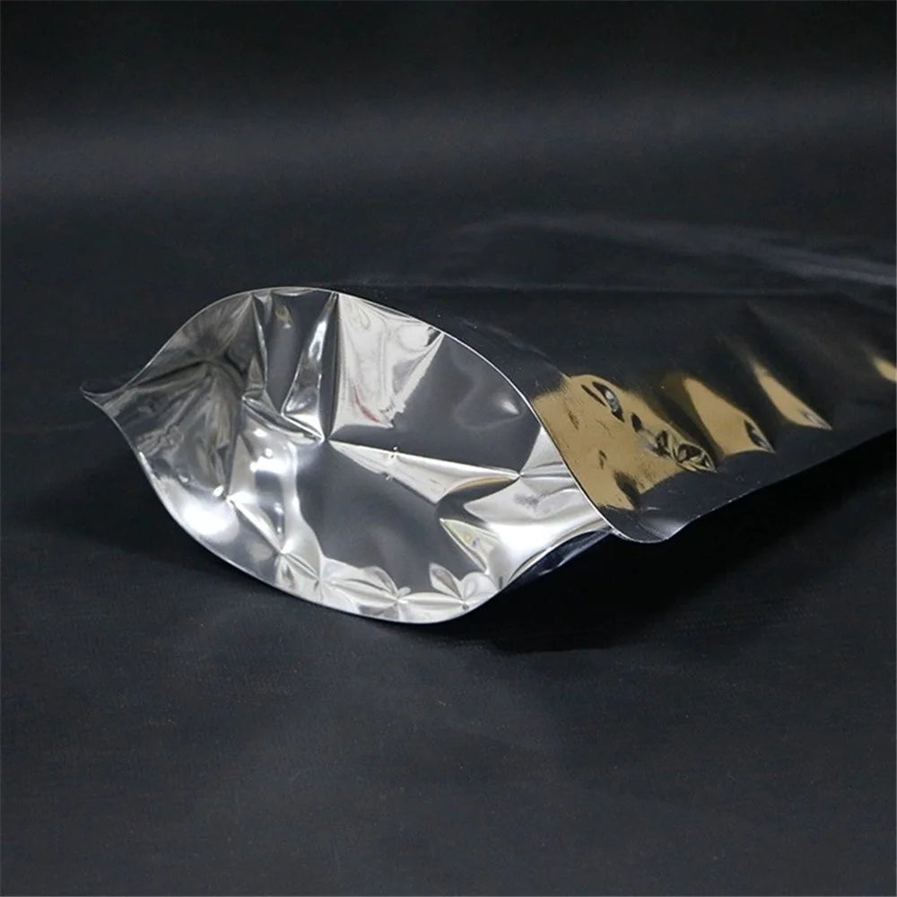 MX-009 100Pcs 14x20cm+4cm Food Storage Packaging Pouch Clear Silver Aluminum Foil Bags (No FDA, BPA-Free) - 7