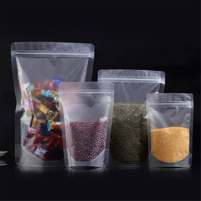 MX-008 100Pcs 26x38cm+5cm Resealable Stand Up Storage Bags Matte 20C Ziplock Food Bag - 7