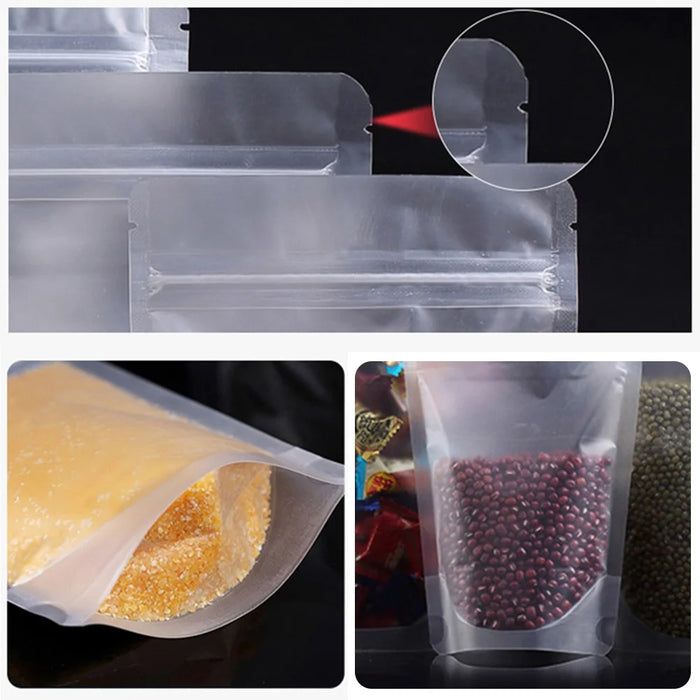 MX-008 100Pcs 12x19cm+3cm Matte Storage Bags 20C Stand Up Self-Sealing Food Bags - 3