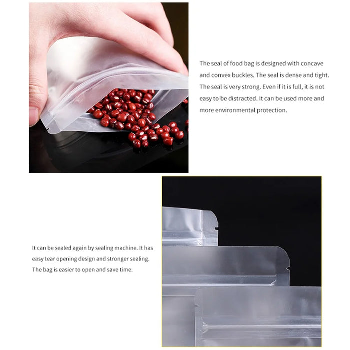 MX-008 100Pcs 12x19cm+3cm Matte Storage Bags 20C Stand Up Self-Sealing Food Bags - 4