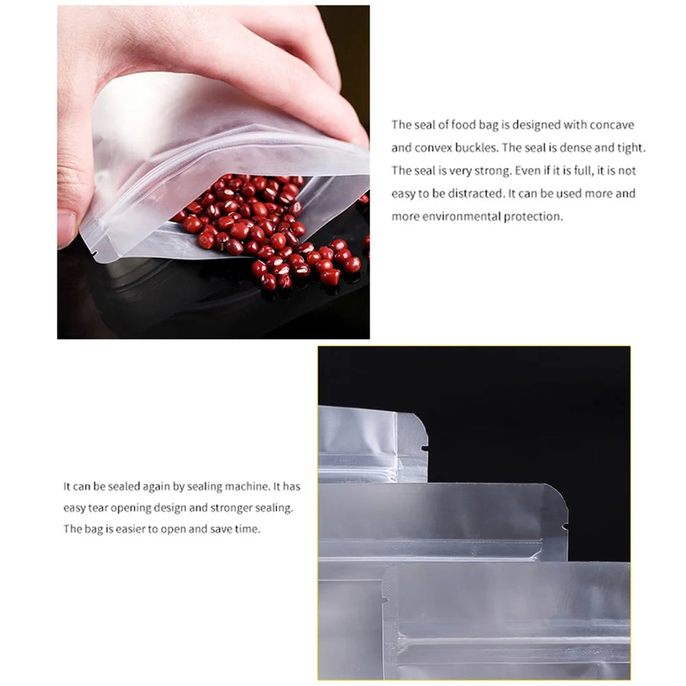 MX-008 100Pcs 10x15cm+3cm Clear Storage Bag 20C Zipper Lock Stand Up Matte Sample Bags (BPA-free, No FDA Certification) - 4