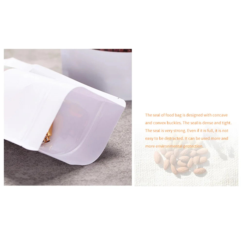 MX-007 100PCS White Kraft Paper Puches 26C Thick Food Packaging Bags 14x20+8CM (No FDA, BPA-Free) - 3