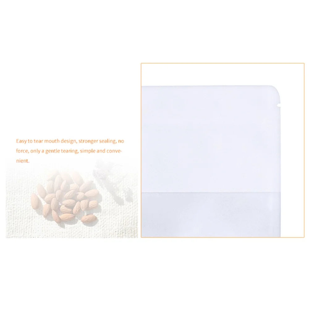 MX-007 100PCS White Kraft Paper Puches 26C Thick Food Packaging Bags 14x20+8CM (No FDA, BPA-Free) - 4