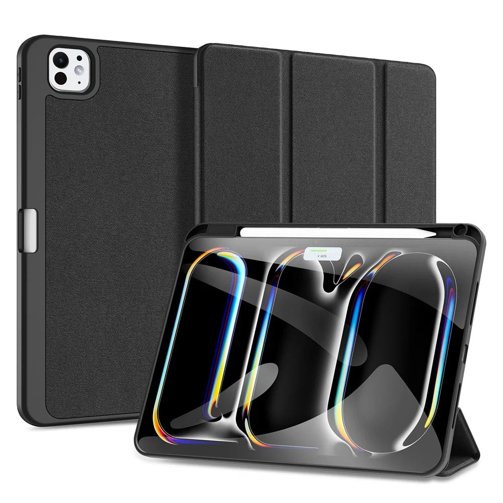 DUX DUCIS Domo Series for iPad Pro 11 (2025) / 11 (2024) Tablet Case Tri-fold Stand Leather Business Style Cover - Black - 1
