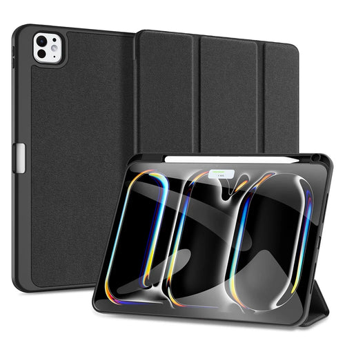 DUX DUCIS Domo Series for iPad Pro 11 (2025) / 11 (2024) Tablet Case Tri-fold Stand Leather Business Style Cover - Black - 1