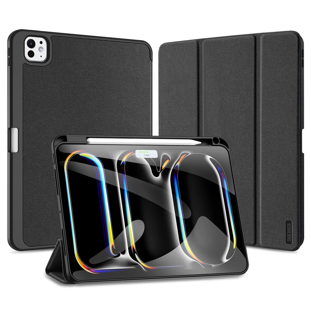 DUX DUCIS Domo Series for iPad Pro 11 (2025) / 11 (2024) Tablet Case Tri-fold Stand Leather Business Style Cover - Black - 2