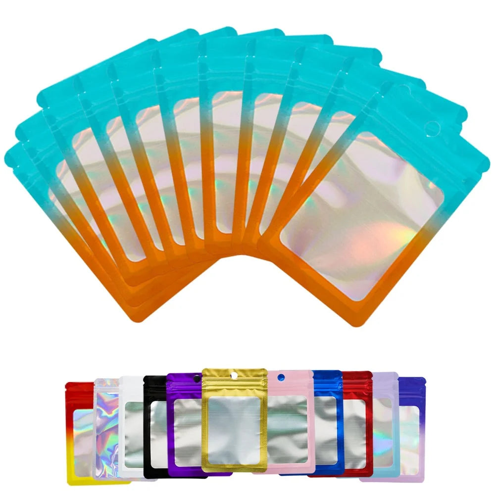 MX-109 100Pcs 16x24cm 14C Multi-purpose Sealing Storage Bags with Clear Frosted Window (No FDA, BPA-Free) - Blue+Orange - 6