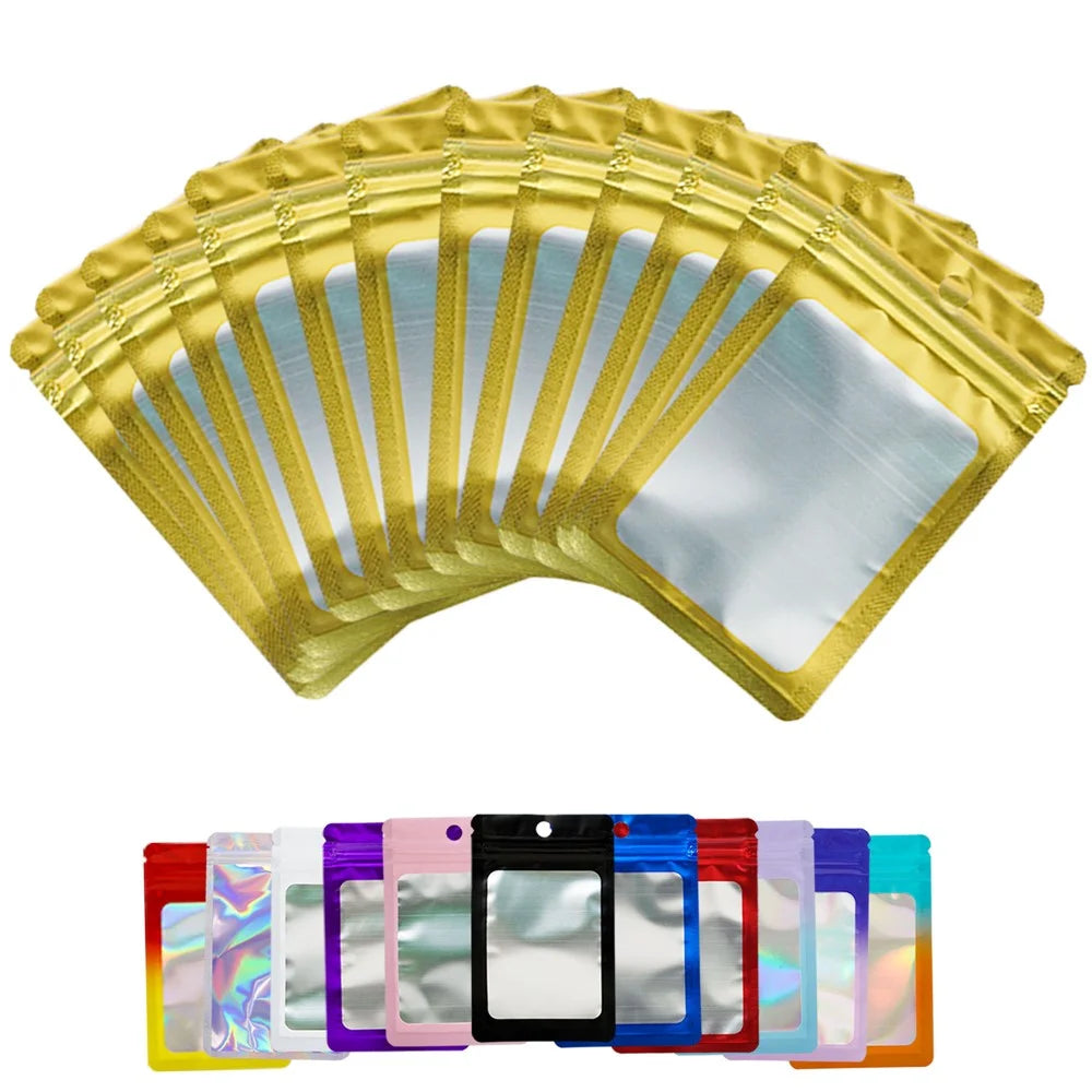 MX-109 100Pcs 7.5x12cm 14C Food Storage Sealing Bags with Clear Frosted Window (No FDA, BPA-Free) - Gold - 6