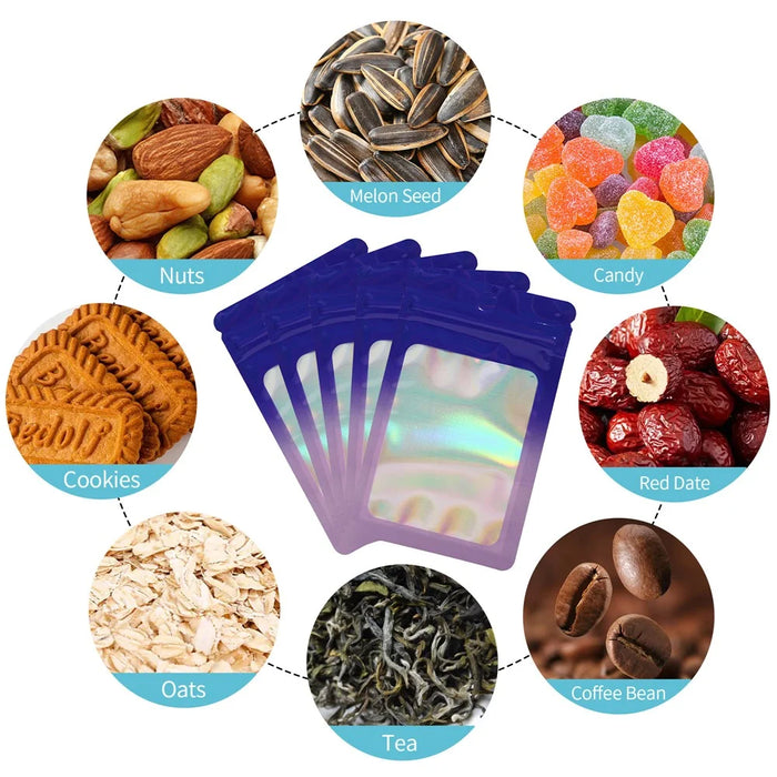 MX-109 100Pcs 9x16cm 14C Sealing Pouches Clear Matte Window Resealable Storage Bags - Blue+Pink - 5