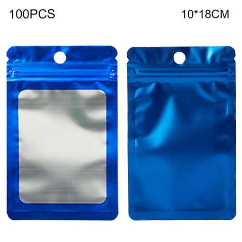 MX-109 100Pcs 10x18cm 14C Sealing Bag Clear Frosted Window Food Storage Pouches (No FDA, BPA-Free) - Blue - 1