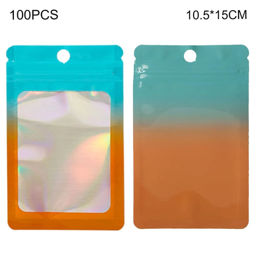 MX-109 100Pcs 10.5x15cm Reusable Seal Pouches Clear Matte Window Sealable Packaging Bag 14C - Blue+Orange - 1