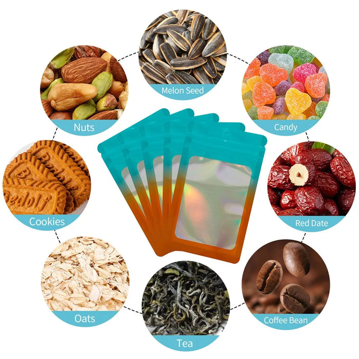 MX-109 100Pcs 10.5x15cm Reusable Seal Pouches Clear Matte Window Sealable Packaging Bag 14C - Blue+Orange - 5