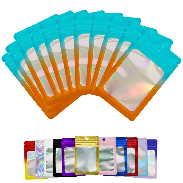 MX-109 100Pcs 10.5x15cm Reusable Seal Pouches Clear Matte Window Sealable Packaging Bag 14C - Blue+Orange - 6