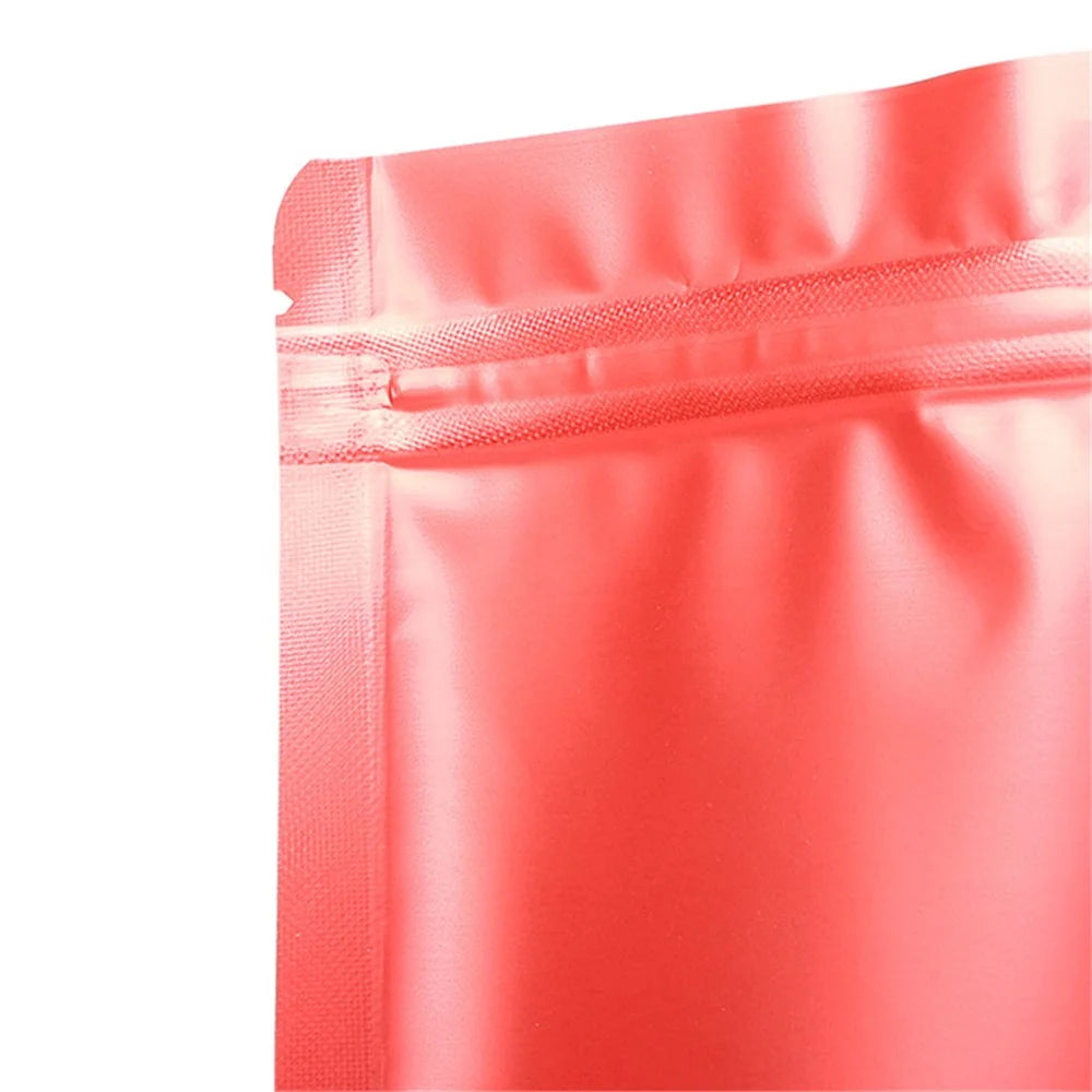MX-104 100Pcs Food Storage Bags 14x20cm+4cm 20C Coffee Beans Stand Up Pouch with Clear Window - Red - 3
