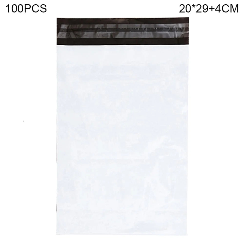 MX-060 100Pcs 20x29+4cm Shipping Bags Adhesive Strip Mailing Bags 11C Thickness - White - 1