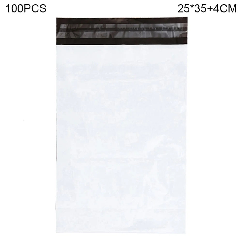 MX-060 100Pcs 25x35cm+4cm Mailing Postal Bags 11C Self-Sealing PE+PO Mailers Envelopes, White - 1