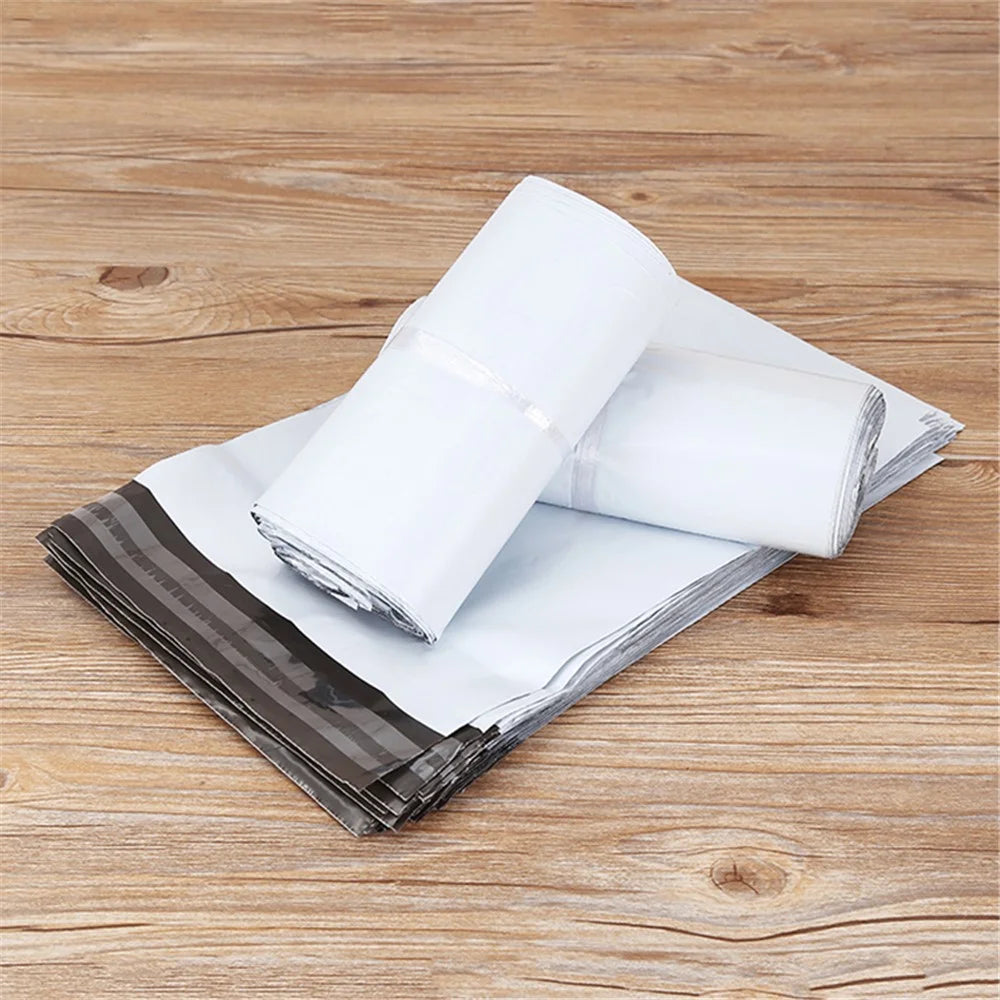 MX-060 100Pcs 25x35cm+4cm Mailing Postal Bags 11C Self-Sealing PE+PO Mailers Envelopes, White - 4