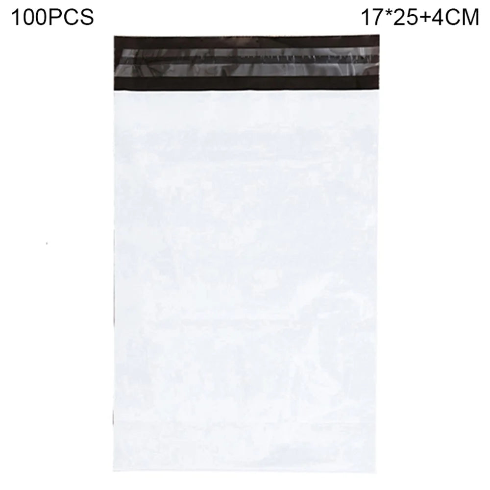 MX-060 100Pcs 17x25+4cm Shipping Bags 11C Package Bags with Adhesive Strip Sealing - White - 1