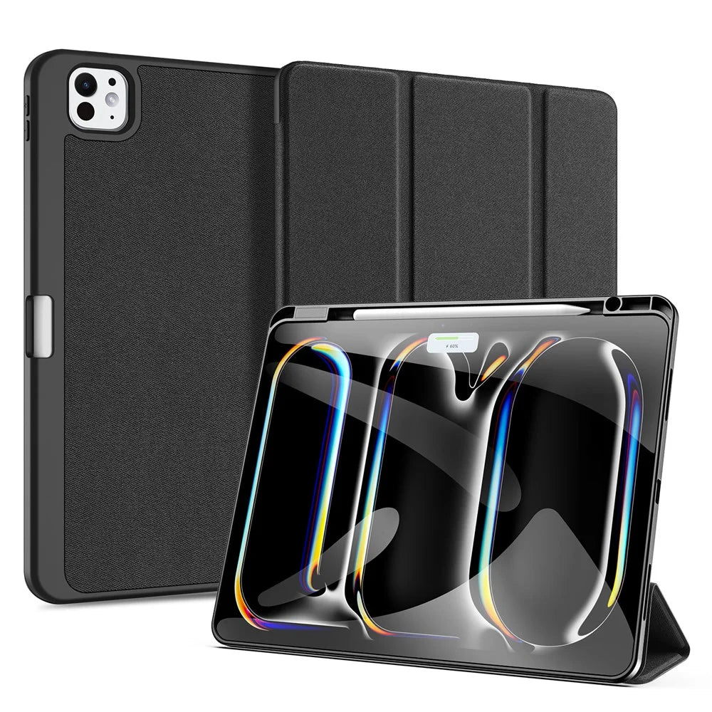 DUX DUCIS Domo Series for iPad Pro 13 (2025) / 13 (2024) Case Tri-fold Stand Auto Sleep / Wake Folio Leather Tablet Cover - Black - 1