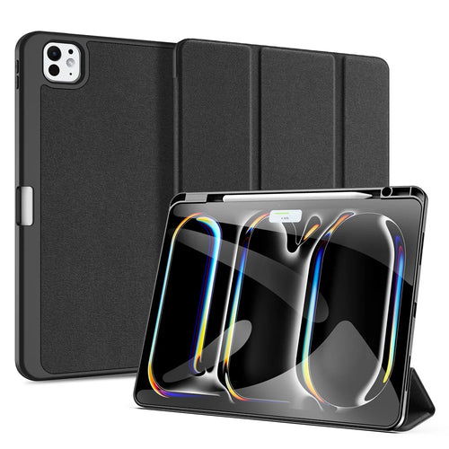 DUX DUCIS Domo Series for iPad Pro 13 (2025) / 13 (2024) Case Tri-fold Stand Auto Sleep / Wake Folio Leather Tablet Cover - Black - 1