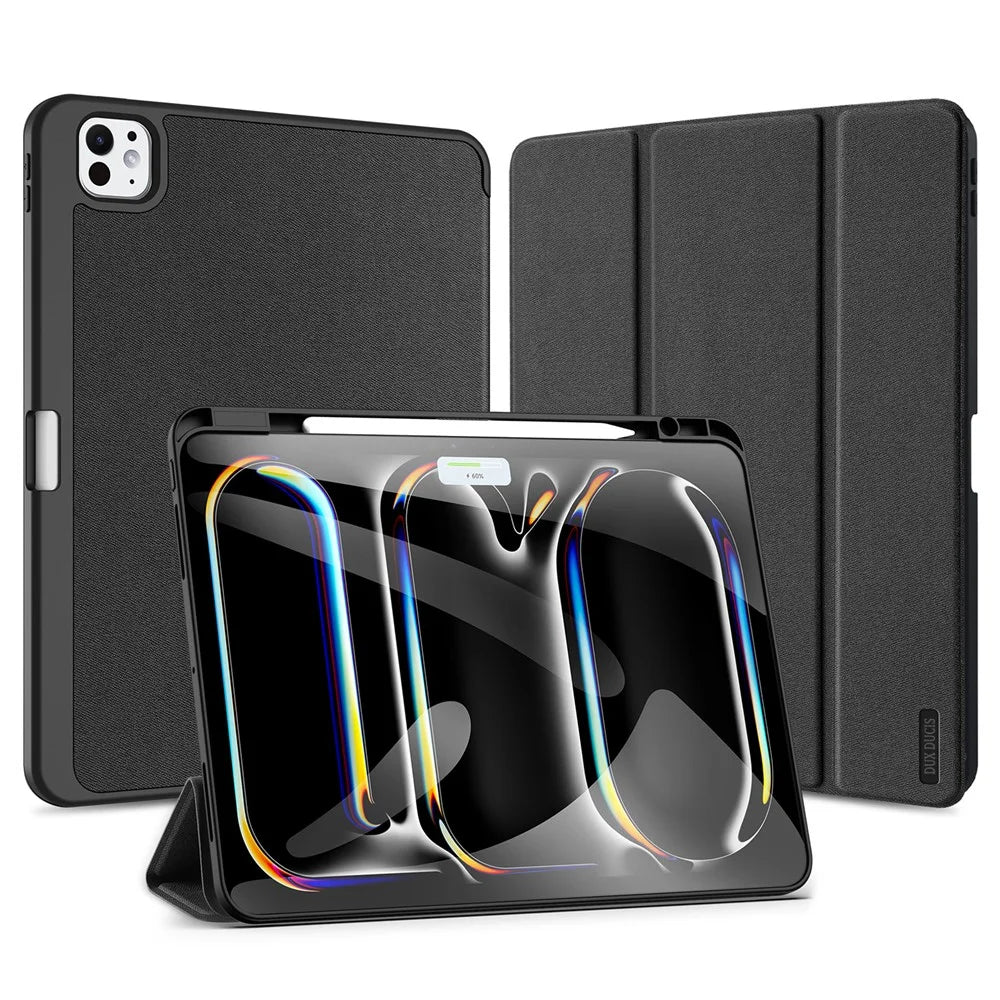 DUX DUCIS Domo Series for iPad Pro 13 (2025) / 13 (2024) Case Tri-fold Stand Auto Sleep / Wake Folio Leather Tablet Cover - Black - 2