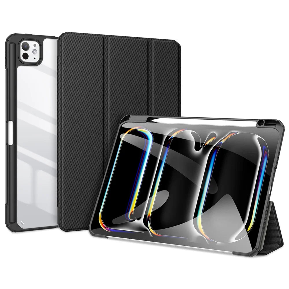 DUX DUCIS TOBY Series For iPad Pro 11 (2025) / 11 (2024) Case PU Leather Business Tri-fold Stand Tablet Cover with Pen Holder - Black - 1