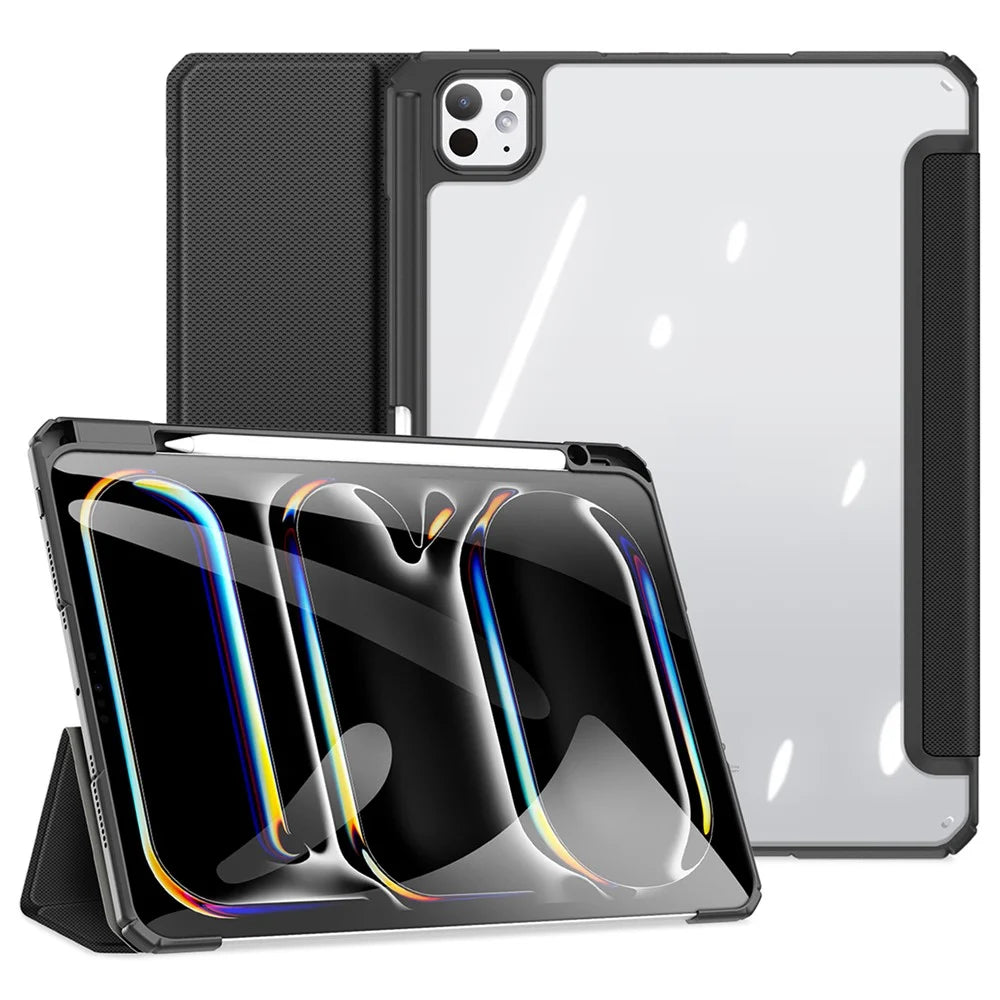DUX DUCIS TOBY Series For iPad Pro 11 (2025) / 11 (2024) Case PU Leather Business Tri-fold Stand Tablet Cover with Pen Holder - Black - 2