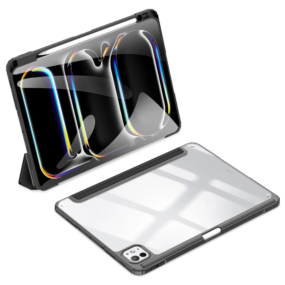 DUX DUCIS TOBY Series For iPad Pro 11 (2025) / 11 (2024) Case PU Leather Business Tri-fold Stand Tablet Cover with Pen Holder - Black - 3