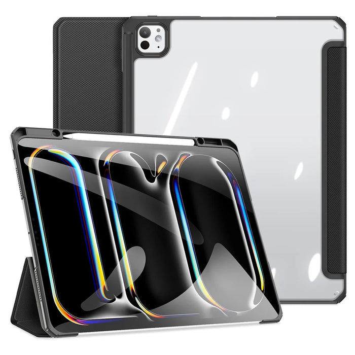 DUX DUCIS TOBY Series For iPad Pro 13 (2025) / 13 (2024) Case Auto Wake / Sleep PU Leather Tri-fold Stand Tablet Cover - Black - 2