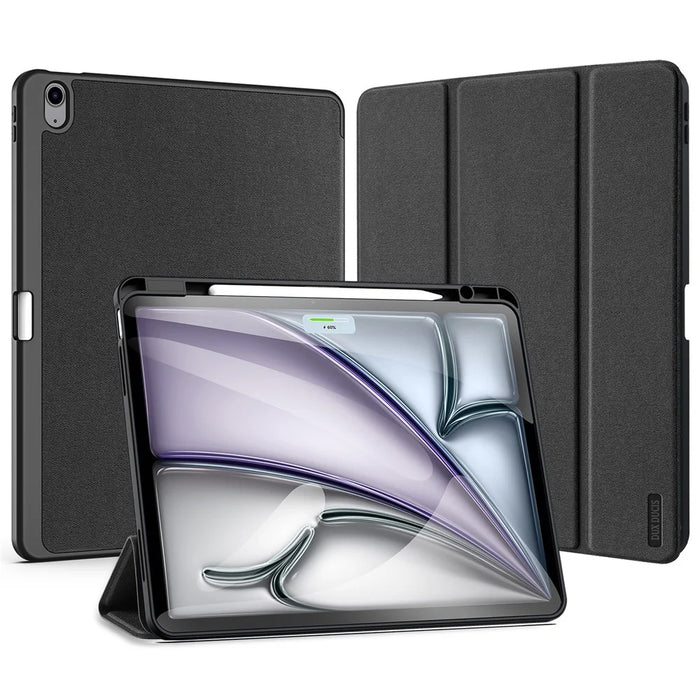 DUX DUCIS Domo Series for iPad Air 13 (2026) / (2025) / (2024) Case Tri-Fold Stand Leather Smart Tablet Cover with Pencil Holder - Black - 2