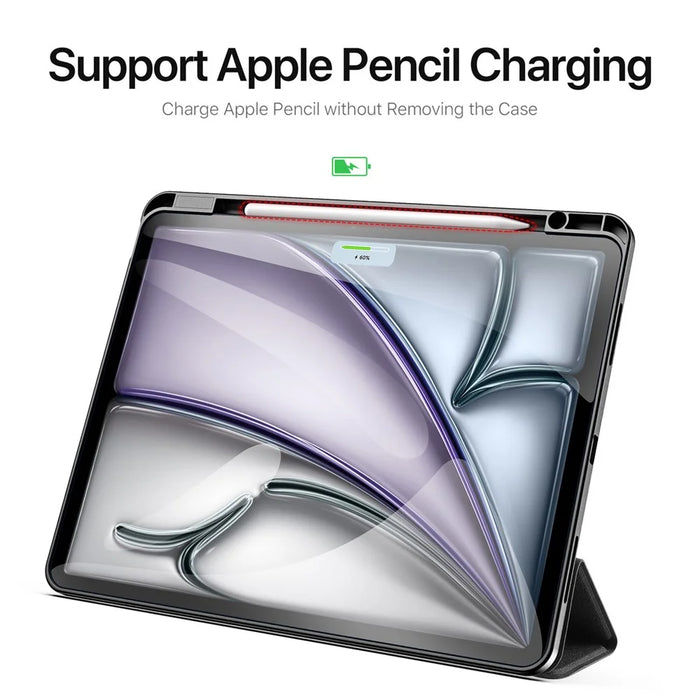 DUX DUCIS Domo Series for iPad Air 13 (2026) / (2025) / (2024) Case Tri-Fold Stand Leather Smart Tablet Cover with Pencil Holder - Black - 3