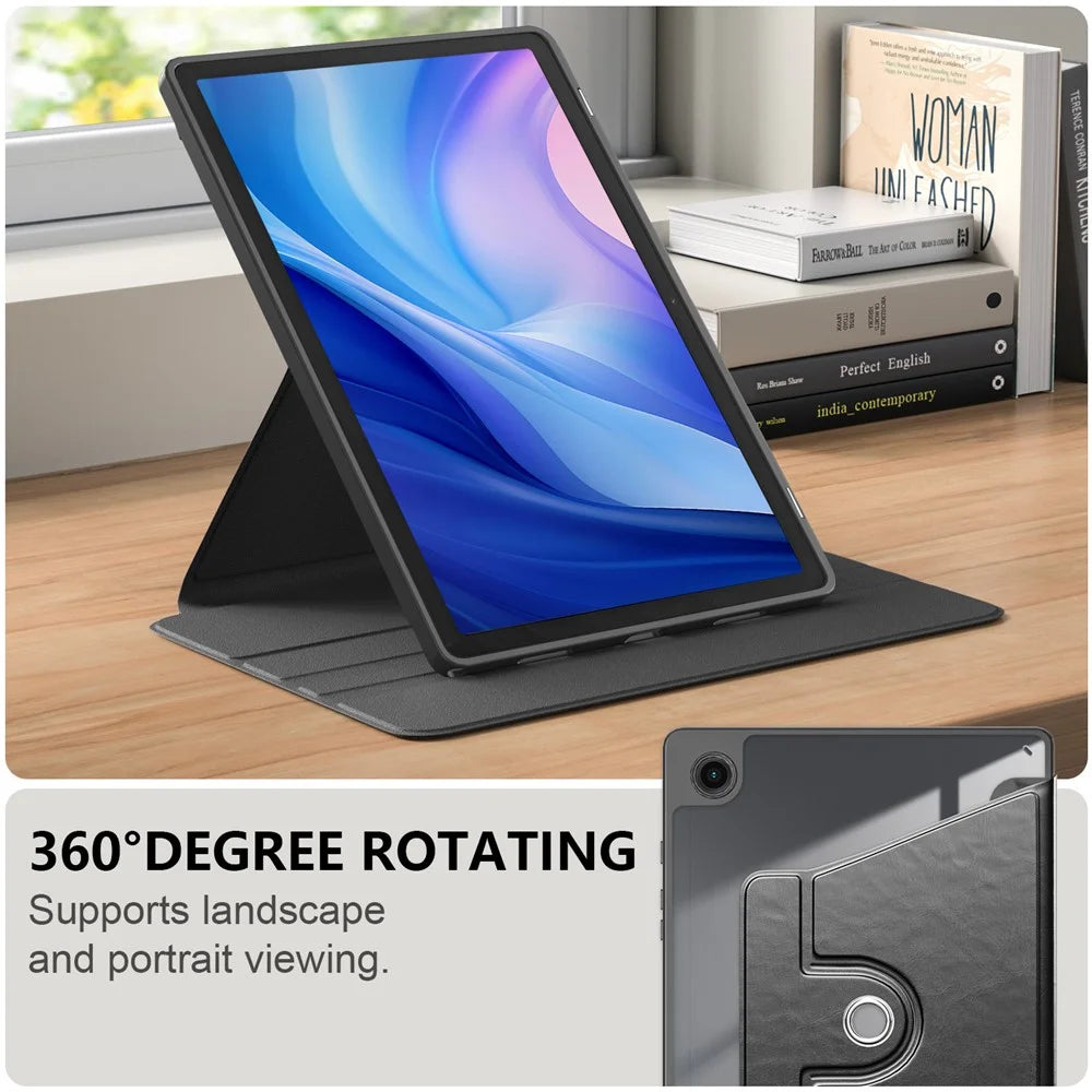 For Samsung Galaxy Tab A8 10.5 (2021) sm-x200 / sm-x205 Case Leather+Acrylic+TPU Auto Wake / Sleep Tablet Cover - Black - 2