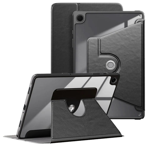 For Samsung Galaxy Tab A11+ / A9+ Case PU Leather+Acrylic+TPU Tablet Stand Cover - Black - 1
