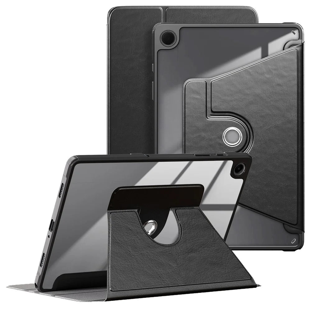 For Samsung Galaxy Tab A11+ / A9+ Case PU Leather+Acrylic+TPU Tablet Stand Cover - Black - 1