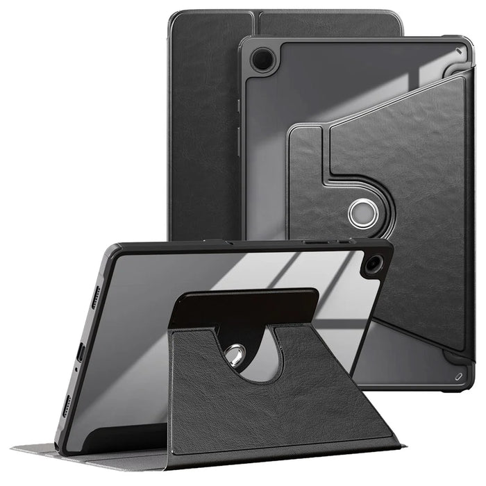 For Samsung Galaxy Tab A11+ / A9+ Case PU Leather+Acrylic+TPU Tablet Stand Cover - Black - 1
