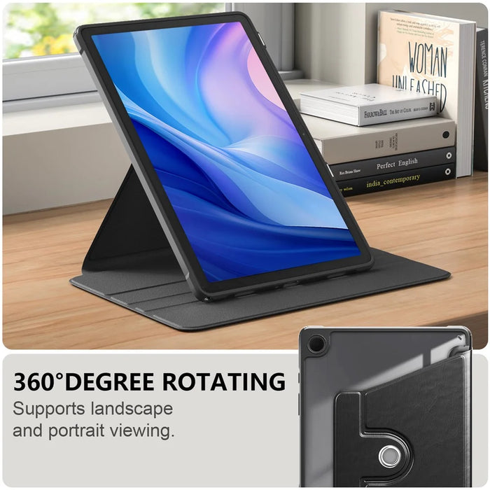 For Samsung Galaxy Tab A11+ / A9+ Case PU Leather+Acrylic+TPU Tablet Stand Cover - Black - 2