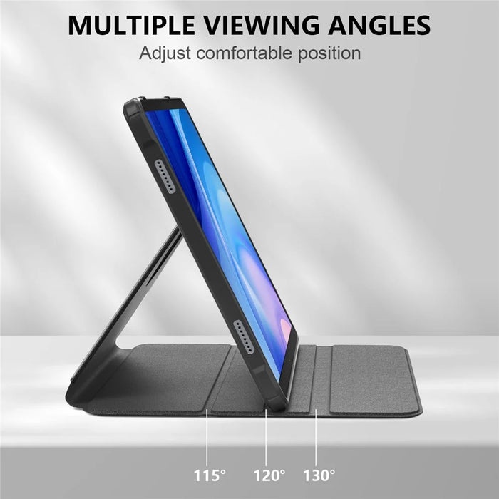 For Samsung Galaxy Tab A11+ / A9+ Case PU Leather+Acrylic+TPU Tablet Stand Cover - Black - 3