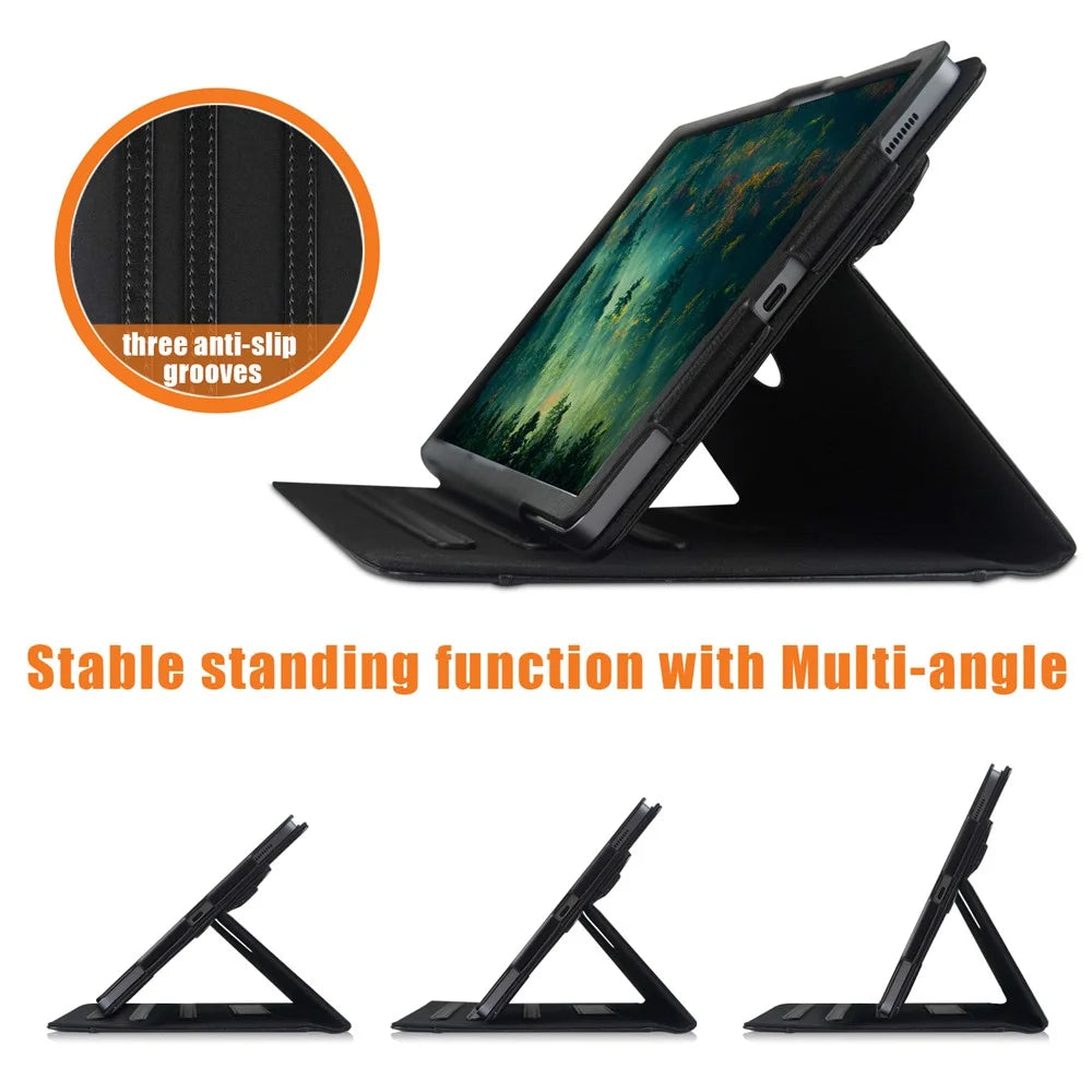 For Samsung Galaxy Tab S7 T870 T875 / Tab S8 / Tab S9 X710 / Tab S9 FE X510 Case Rotate Stand Leather Tablet Cover - Black - 3