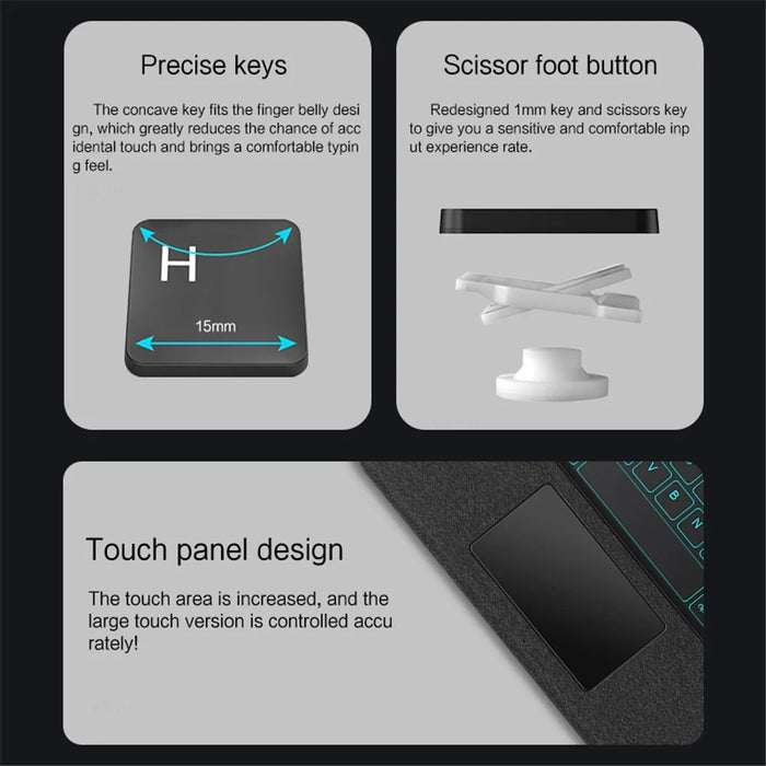 For iPad (2025) / 10.9 (2022) Leather Case + Bluetooth-Compatible Keyboard with Backlight Trackpad - Black - 6