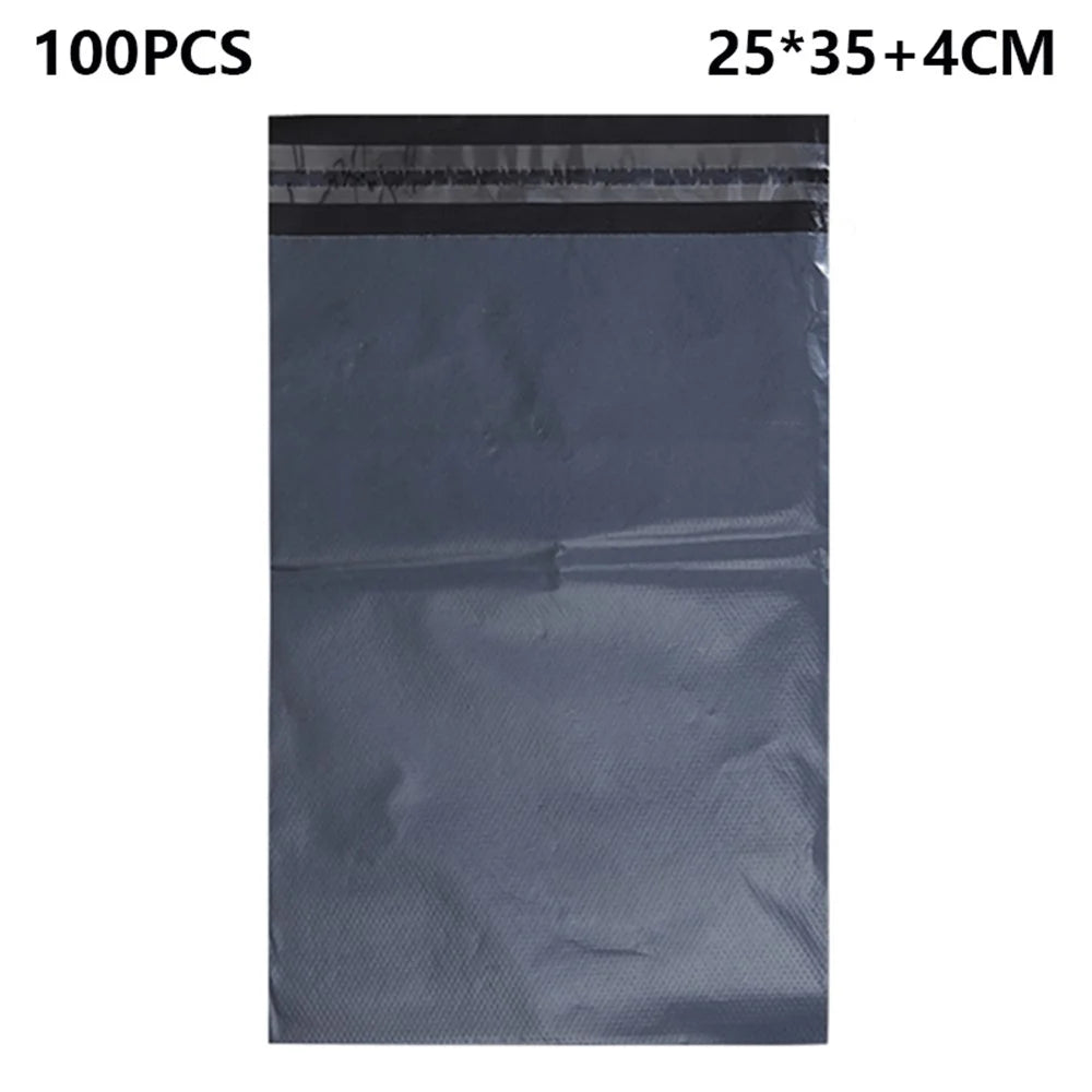 MX-060 100Pcs 25x35cm+4cm Parcel Bags PE+PO 11C Black Express Packaging Bag - 1