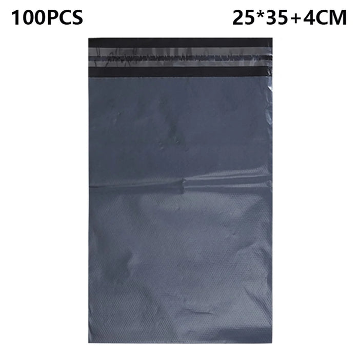 MX-060 100Pcs 25x35cm+4cm Parcel Bags PE+PO 11C Black Express Packaging Bag - 1