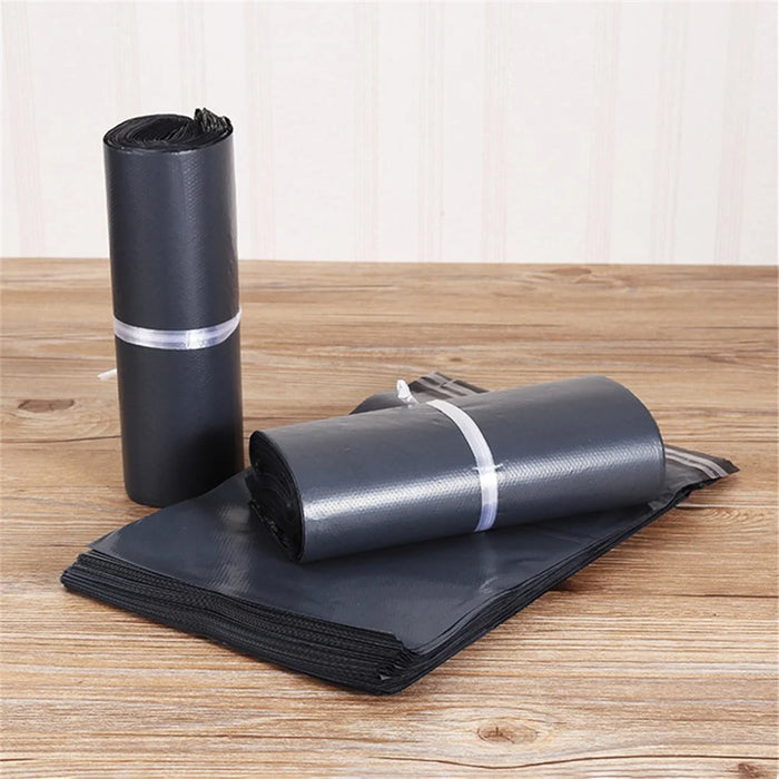 MX-060 100Pcs 25x35cm+4cm Parcel Bags PE+PO 11C Black Express Packaging Bag - 3