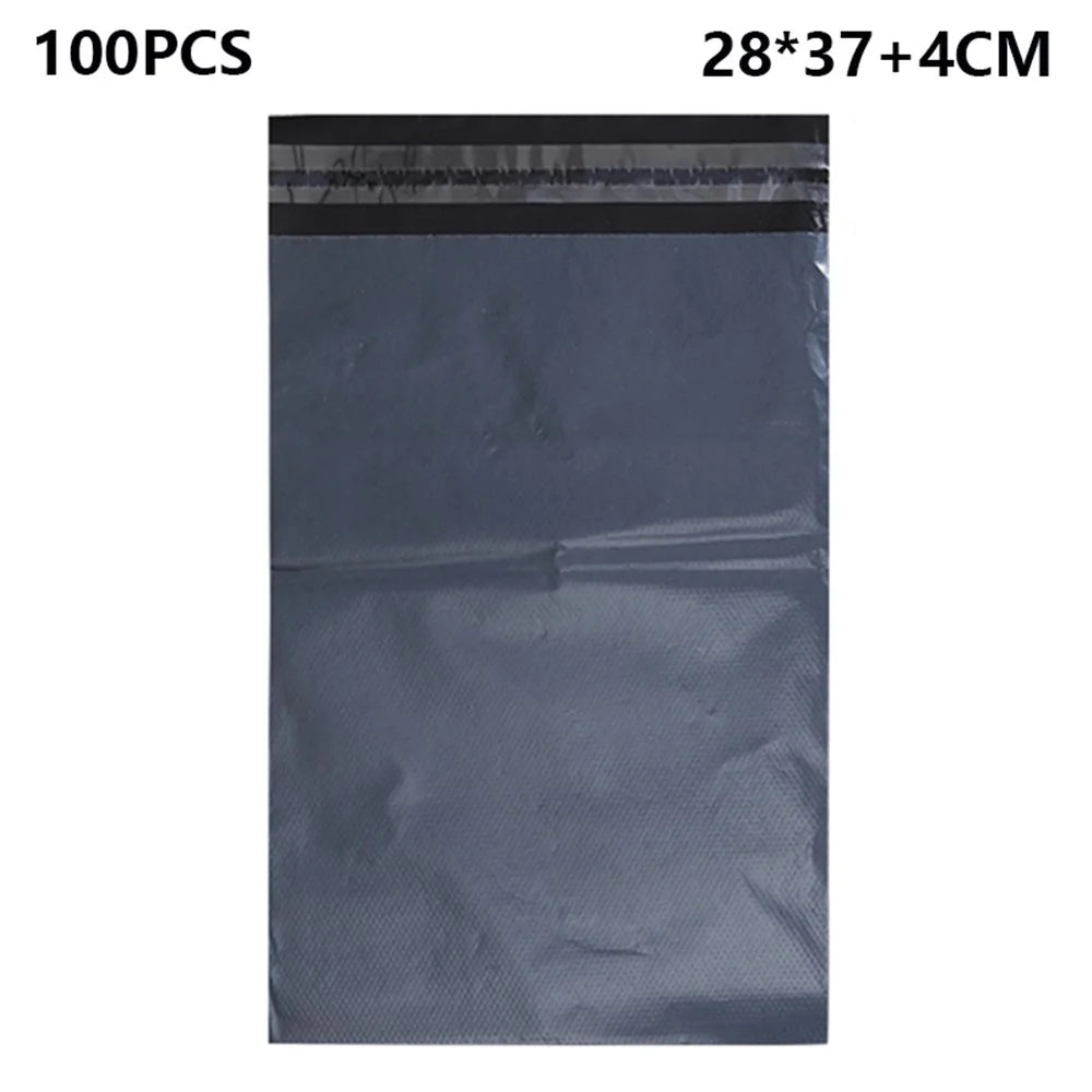 MX-060 100Pcs 28x37cm+4cm Parcel Bags PE+PO 11C Waterproof Postal Mailing Bags - Black - 1